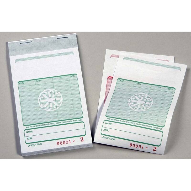 Kasseblok 2641 med grøn tryk carbon 130x85 mm 50 bl m/kopi
