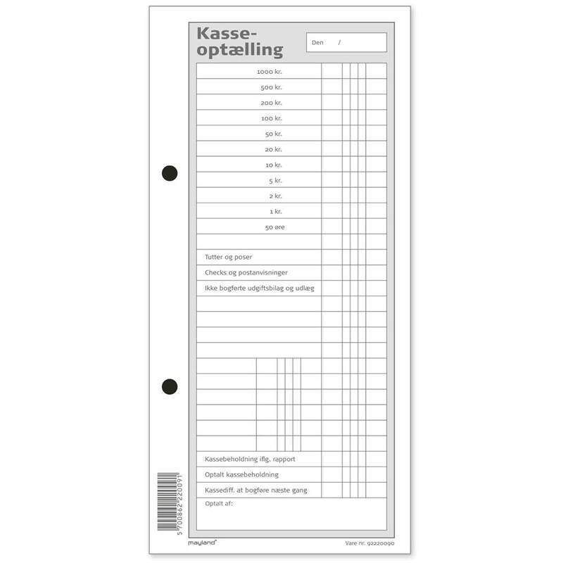 Mayland kasseblok med 100 blade 100x210mm