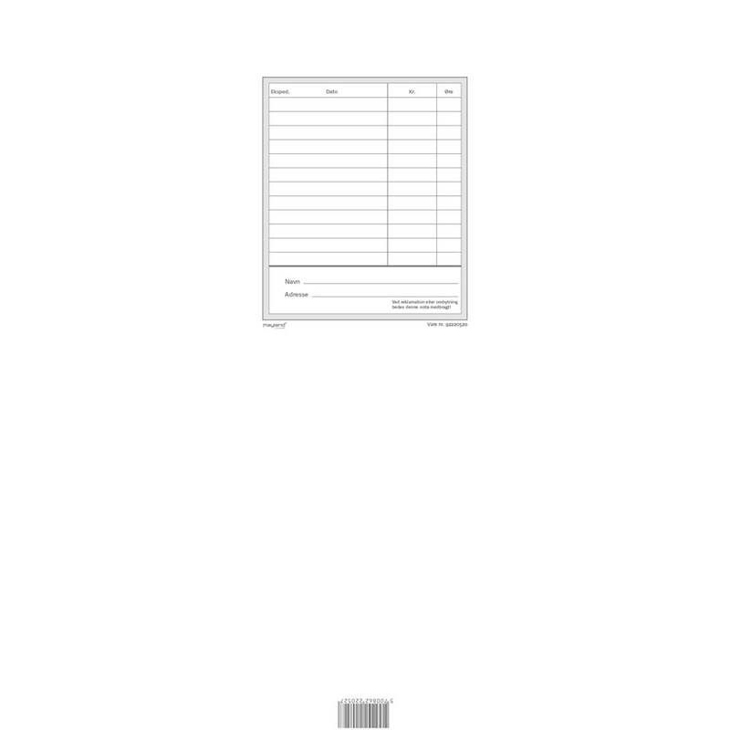 Mayland Kasseblok med 100 blade 100x383mm