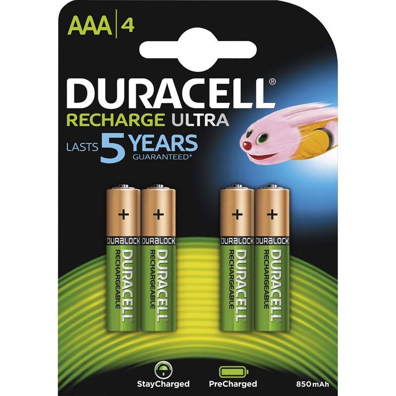 Duracell genopladelig AAA batterier 800mAh, 4 stk