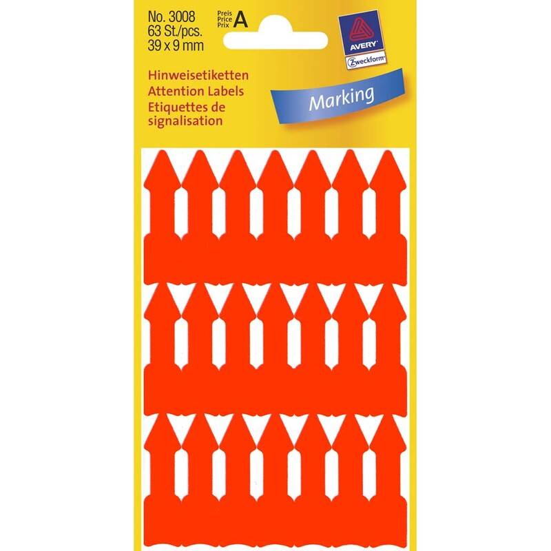 Avery selvklæbende pile 39x9mm neon orange