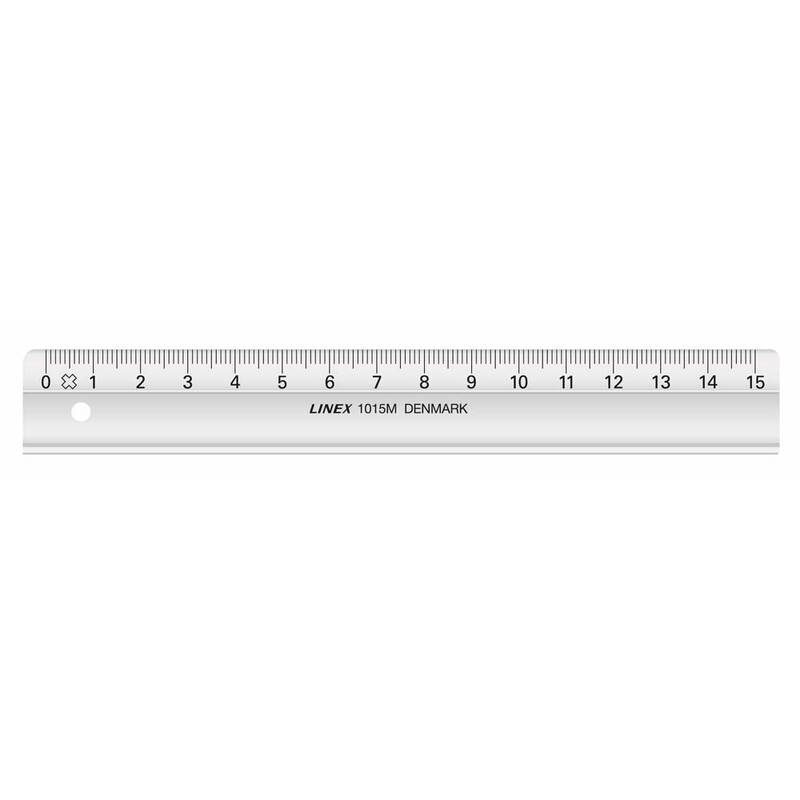 Linex skolelineal 1015M i glasklar plast 15cm 
