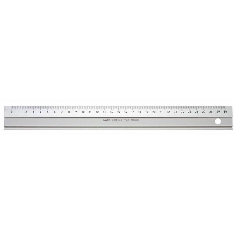 Linex 1930M Aluminiumslineal med gummistribe på bagsiden 300mm