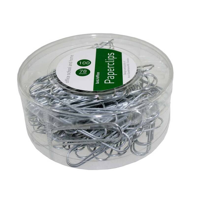 Office papirclips 78mm blanke uden riller, 100 stk