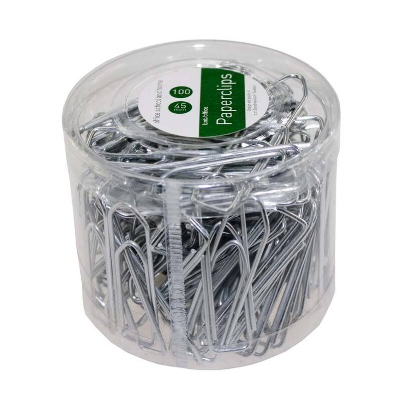 Office papirclips 45mm blanke, 100 stk