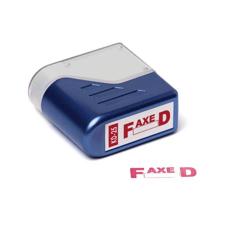Deskmate stempel "Faxed" med rød tekst