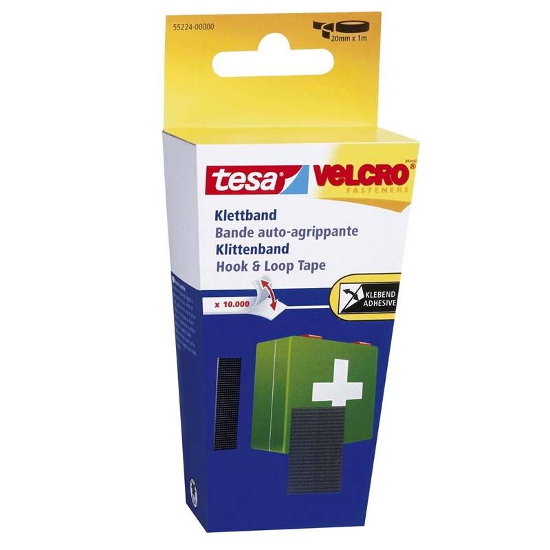 Tesa burretape 55224 velcro 20mmx1m sort