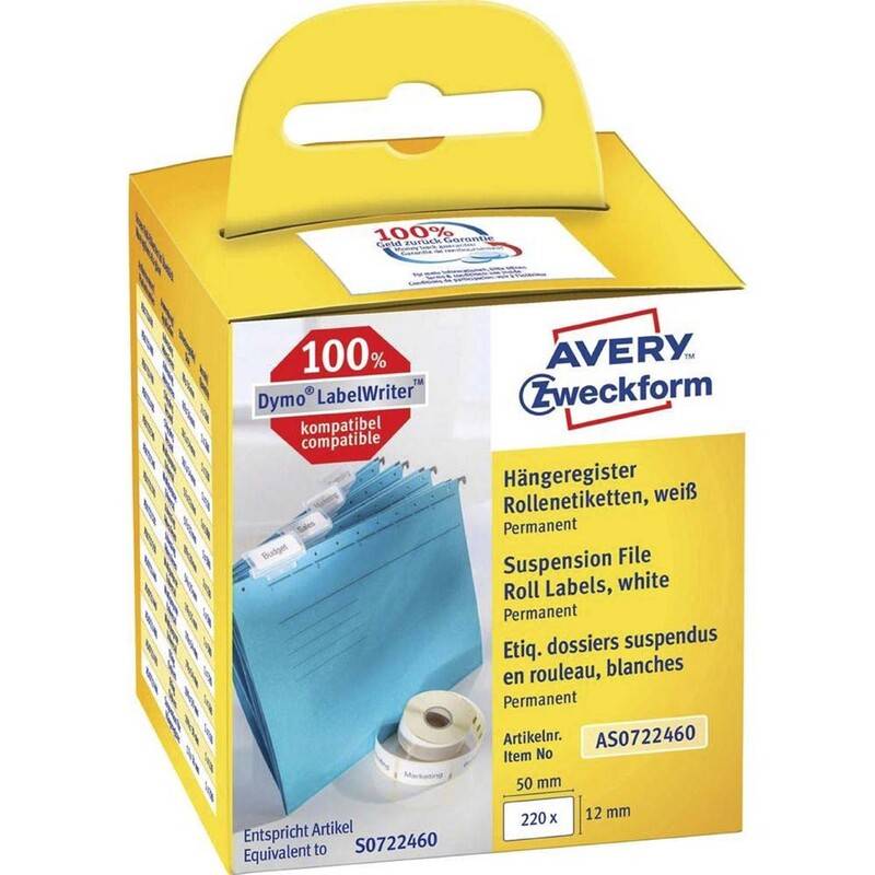 Avery etiketter til hængemappe permanent klæb 50x12mm