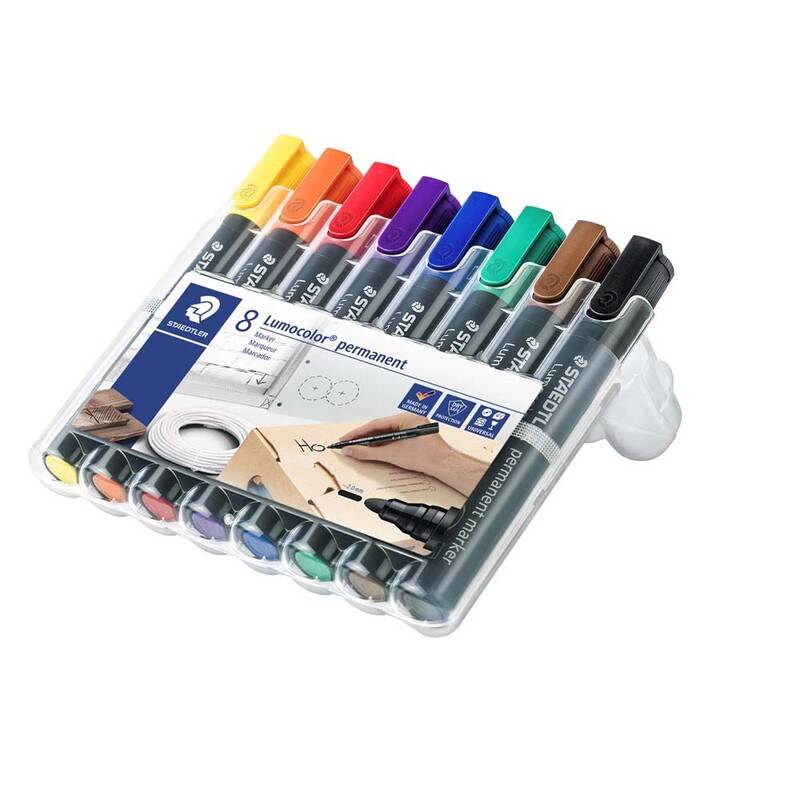 Lumocolor marker 352 WP8 med 2mm rund spids, sæt a 8 farver