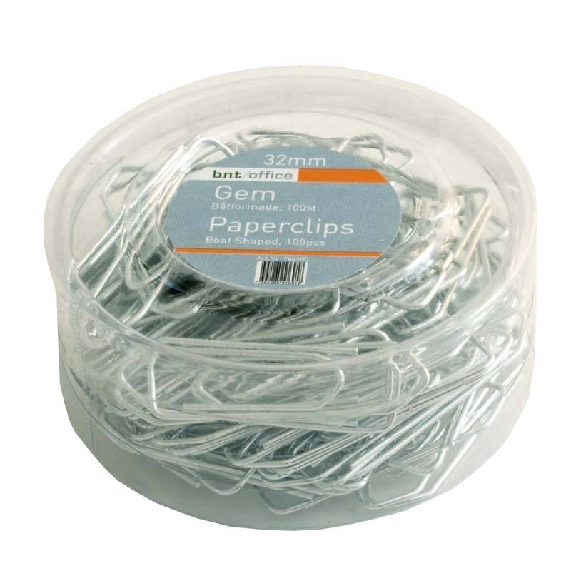 Office papirclips 32mm blanke, 100 stk