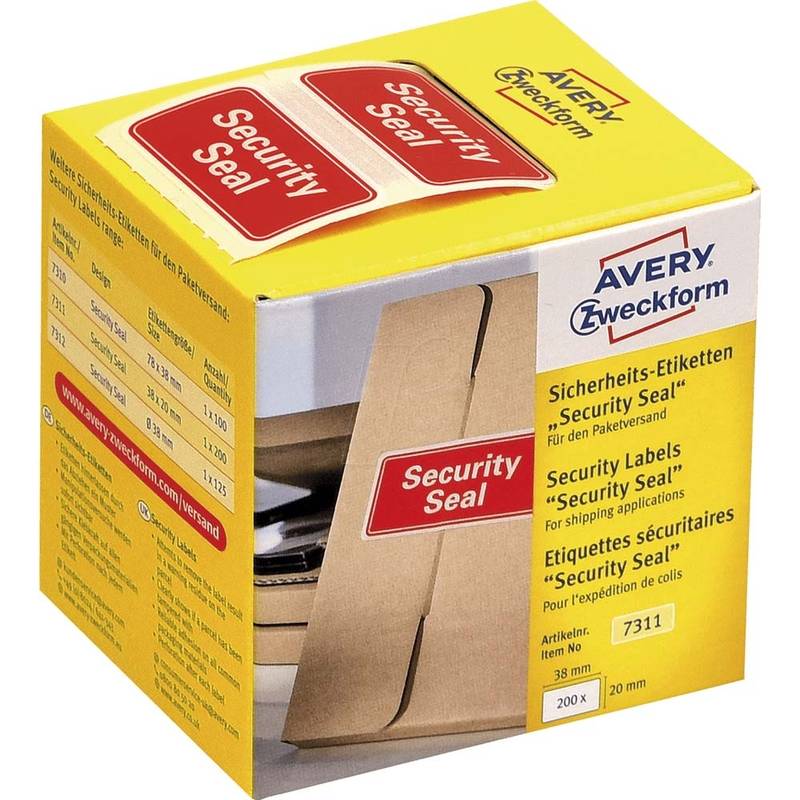Avery Security Seal 7311 plomberingsetiket 38x20mm, 200 stk