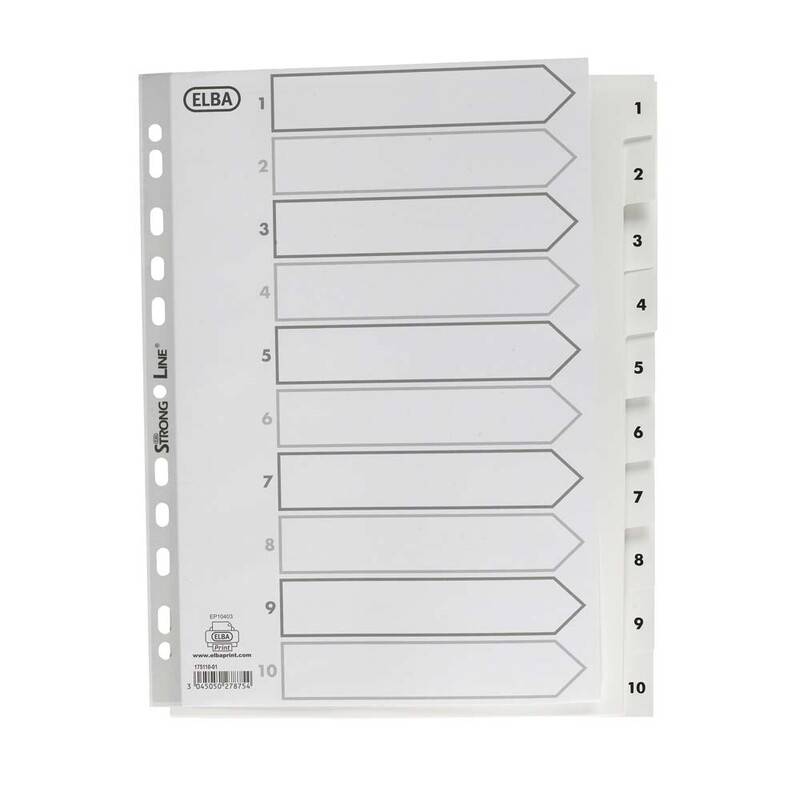 ELBA plastregister Strongline A4 hvid 1-10 150 my PP