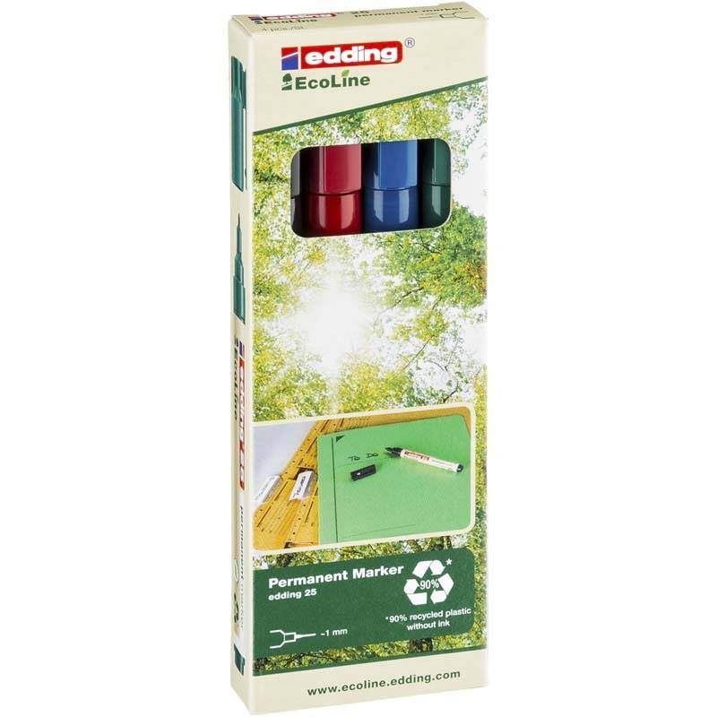 Edding EcoLine 25 marker 1mm med rund spids, sæt