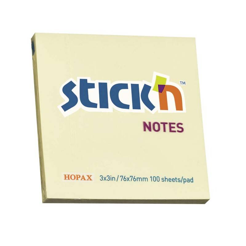 Stick'N memoblokke selvklæbende 76x76mm gul