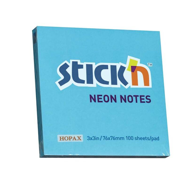 Stick'N notes selvklæbende 76x76mm neon blå