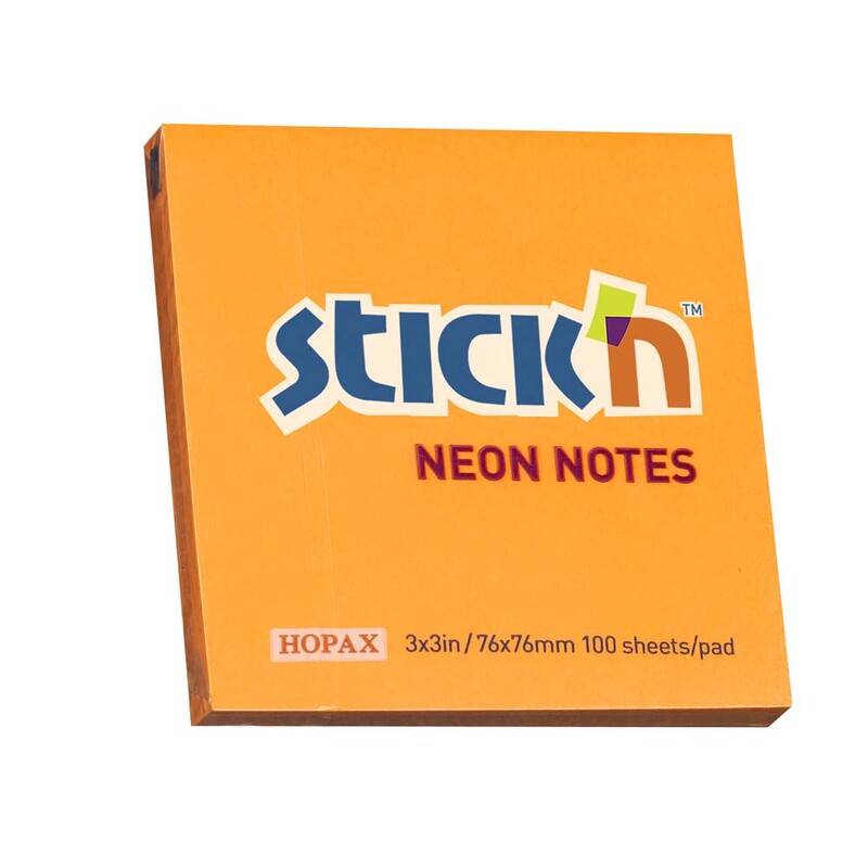 Stick'N notes selvklæbende 76x76mm neon orange