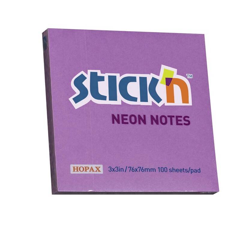 Stick'N notes selvklæbende 76x76mm neon lilla