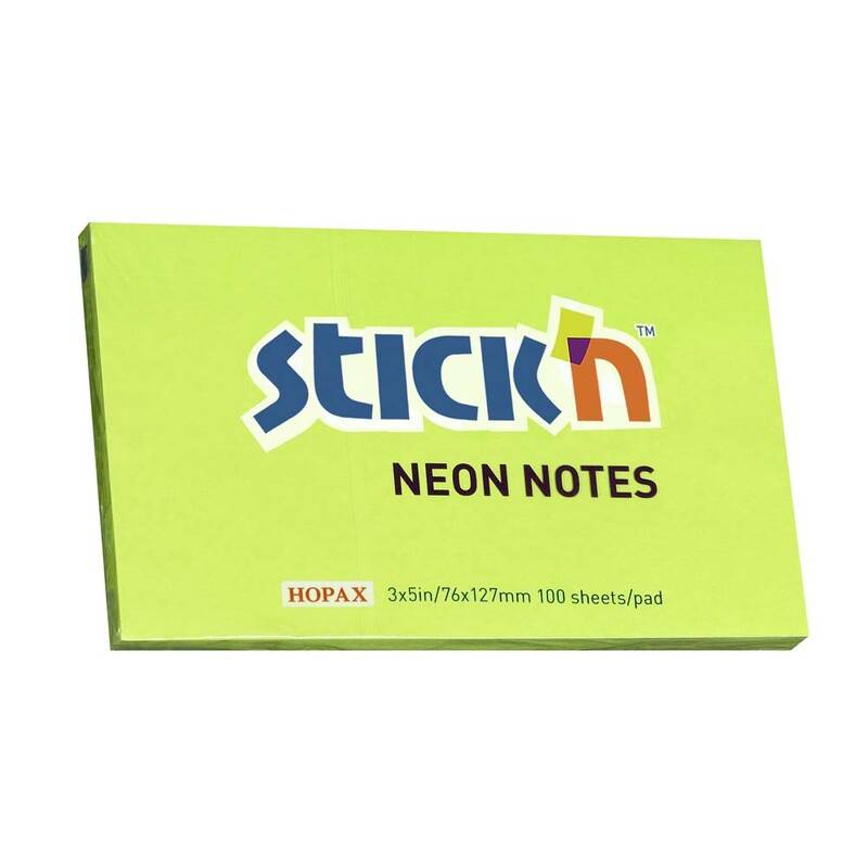 Stick'N notes selvklæbende 76x127mm neon grøn