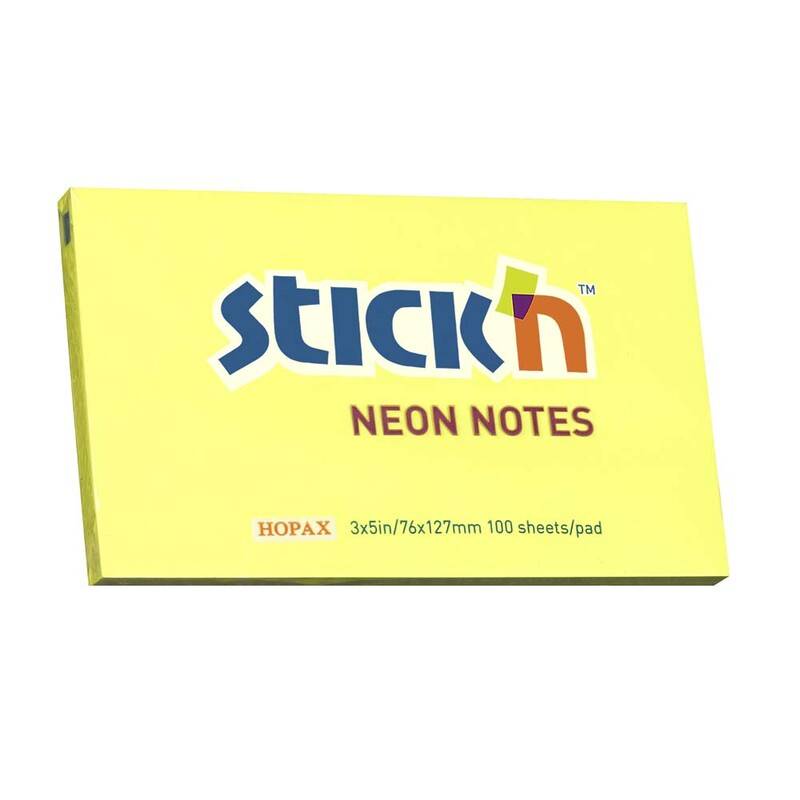 Stick'N notes selvklæbende 76x127mm neon gul