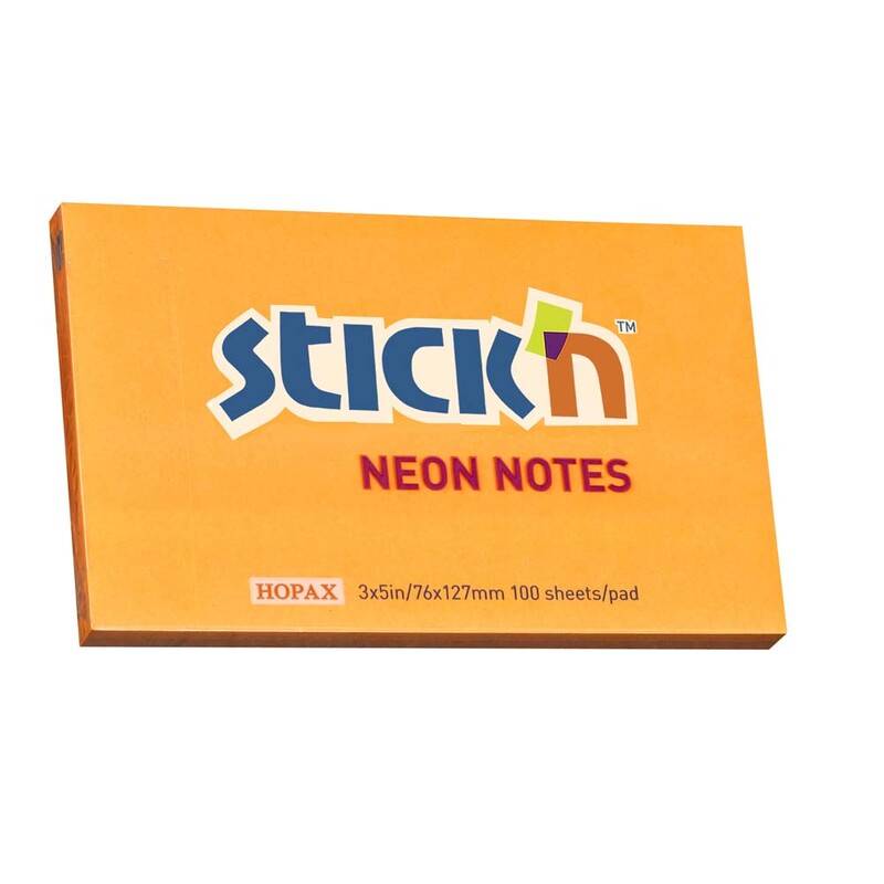 Stick'N notes selvklæbende 76x127mm neon orange