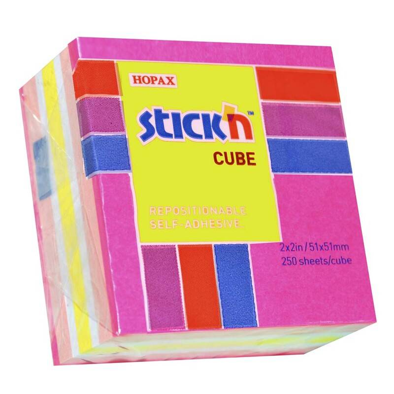 Stick'N notes Mini Cube 51x51mm neon og pastel pink