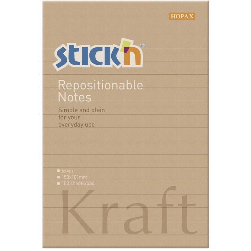 Stick'N selvklæbende genbrug notes150x101mm med linier brun
