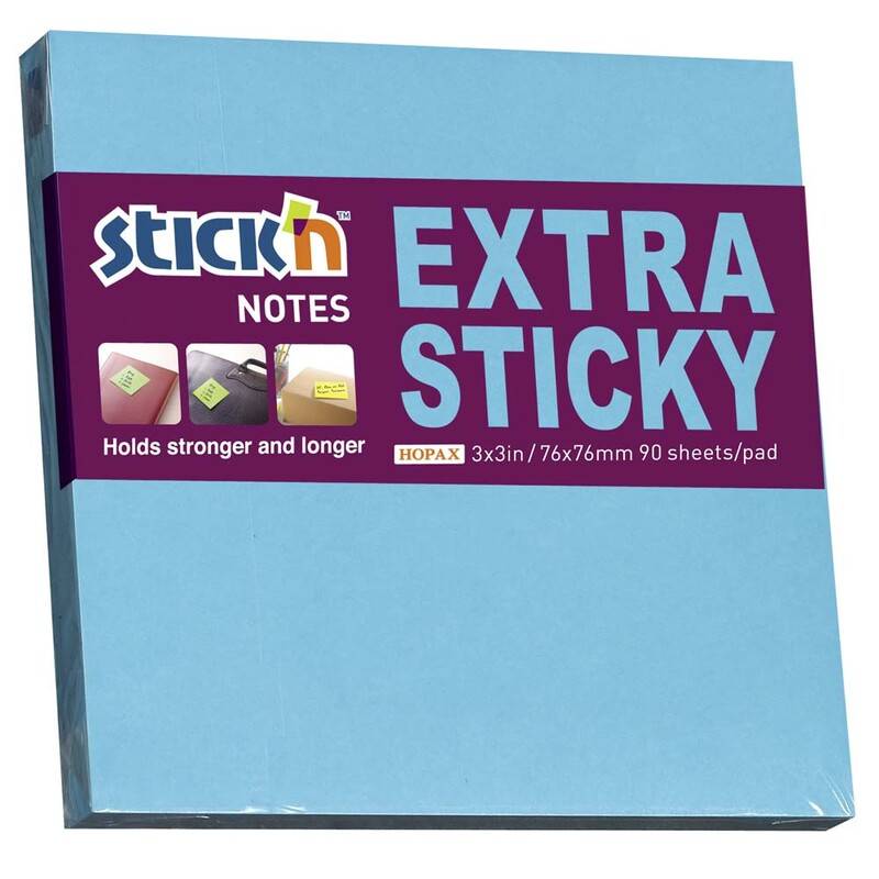 Stick'N notes Extra Sticky 76x76mm neon blå