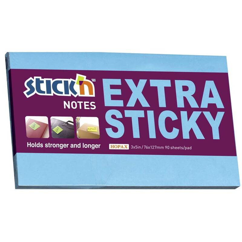 Stick'N notes Extra Sticky 76x127mm neon blå