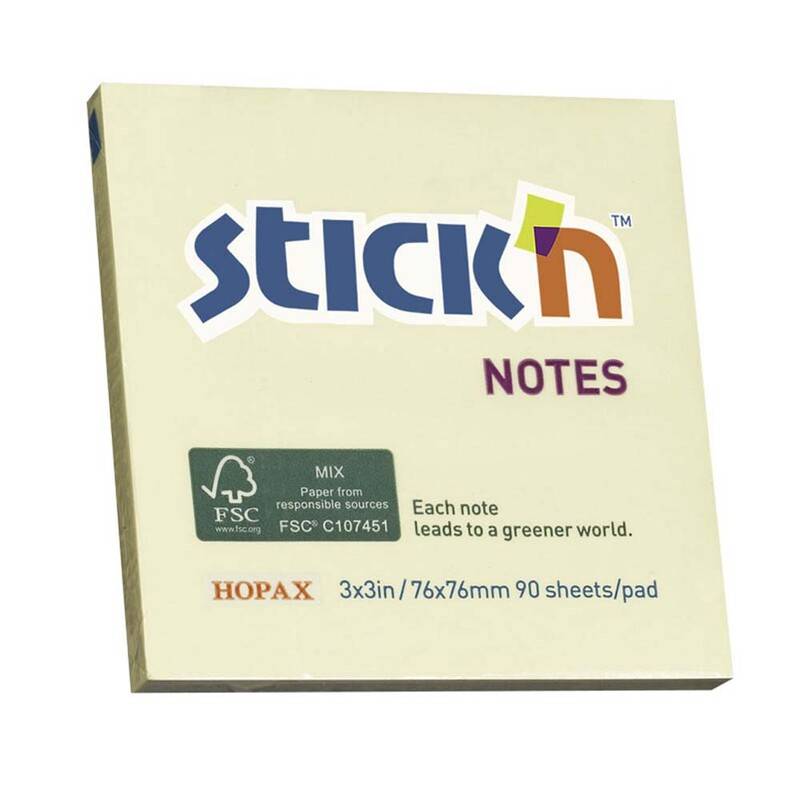 Stick'N notes miljøvenlige 76x76mm gul