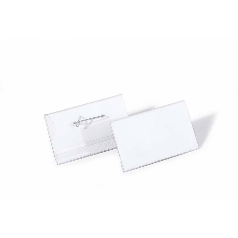 Durable navneskilt med nål 40x75 mm pakke med 100 stk.
