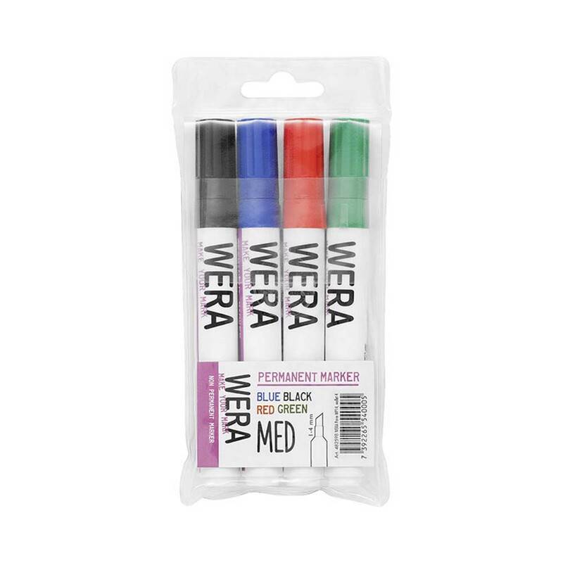 Office marker med kantet spids 1-4mm, sæt med 4 farver