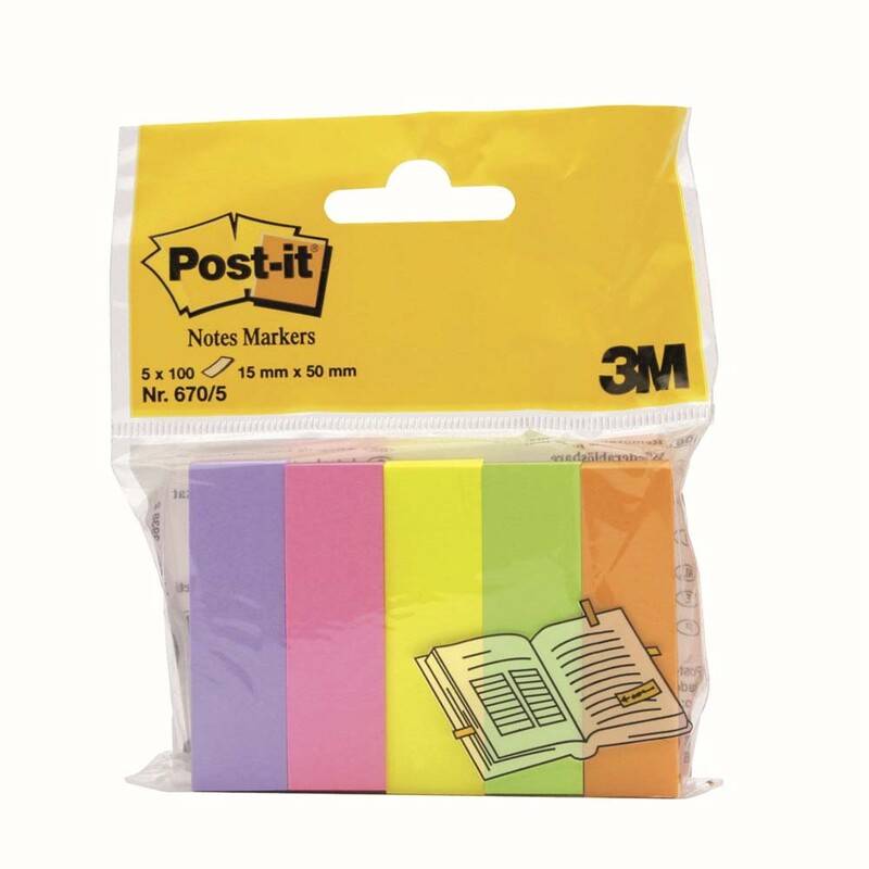 Post-it Indexfaner 670/5 15x50mm med 5 farver
