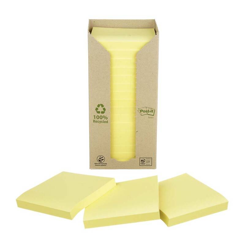 Post-it notes tårn Miljø genbrugspapir 76x76mm gul