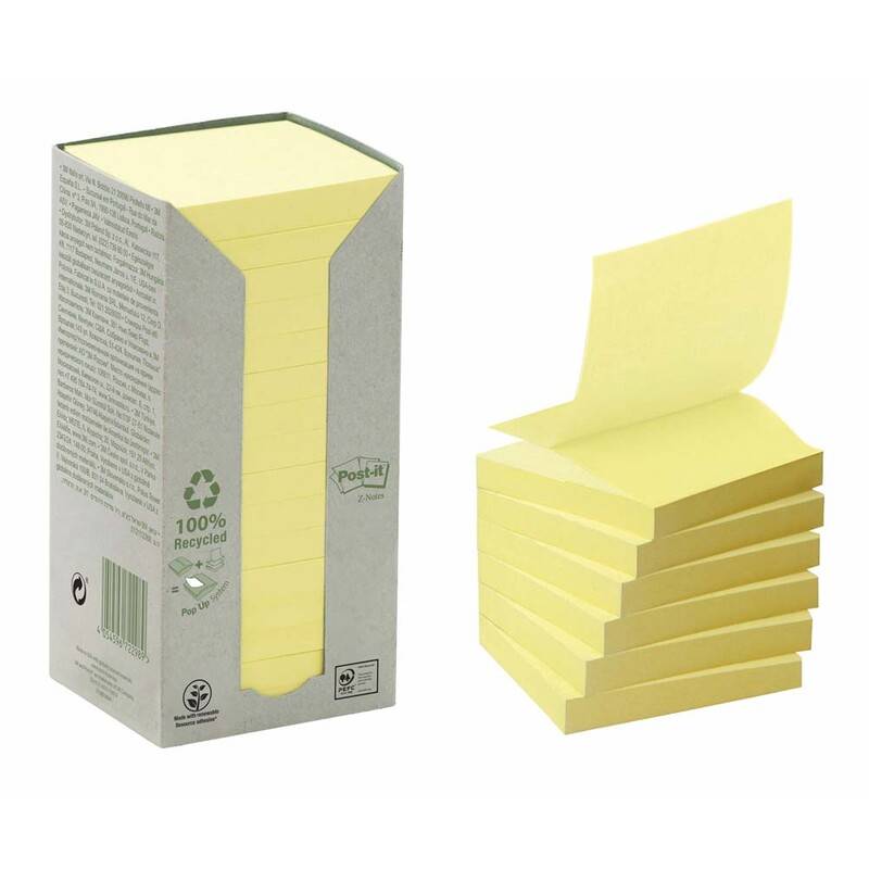 Post-it Z-notes Miljø genbrugspapir 76x76mm gul