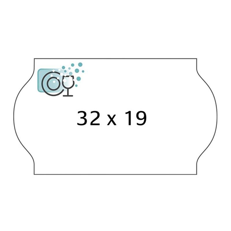 Meto etiket 32x19mm med vandopløselig lim hvid, 1000 stk