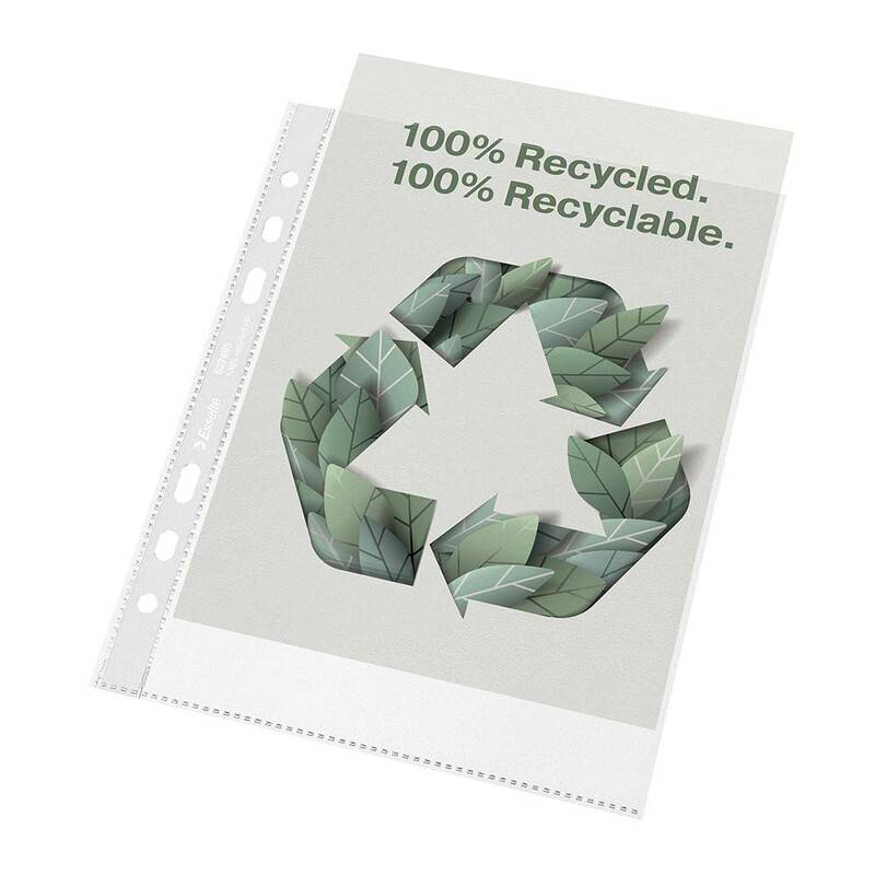 Esselte Recycled A5 plastlomme med pr&aelig;g 70my, 100 stk