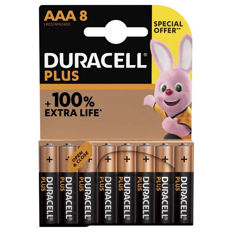 Duracell Plus Power AAA batterier alkaline, pakke a 8 stk