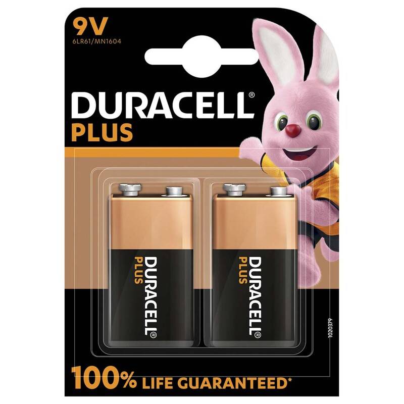 Duracell Plus Power 9V alkaline batteri, pakke med 2 stk