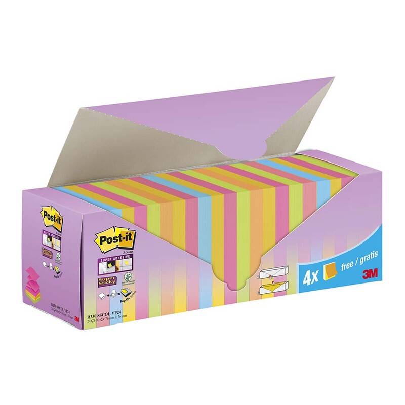 Post-it Super Sticky Z-Notes 76x76mm, pakke a 24 blokke