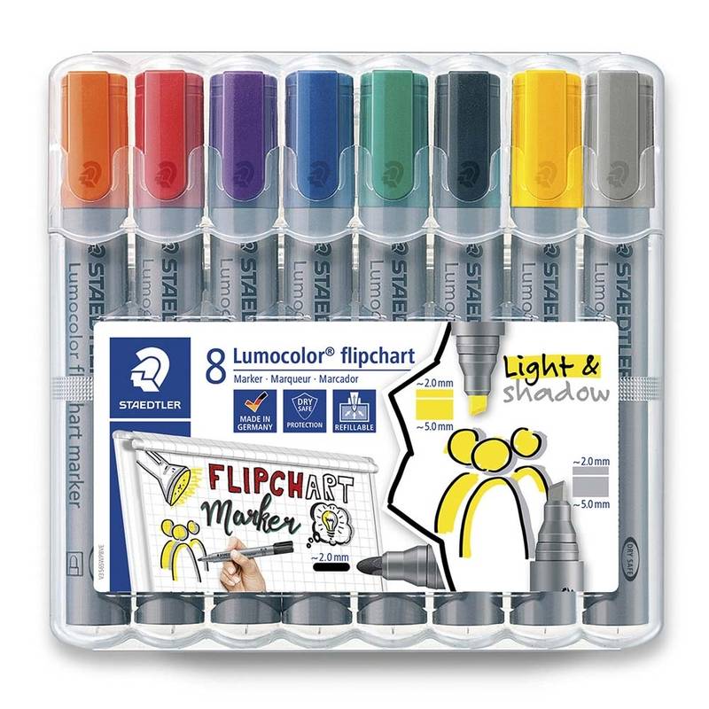 Lumocolor Flipchart-SB marker 356 SWP8, pakke med 8 farver