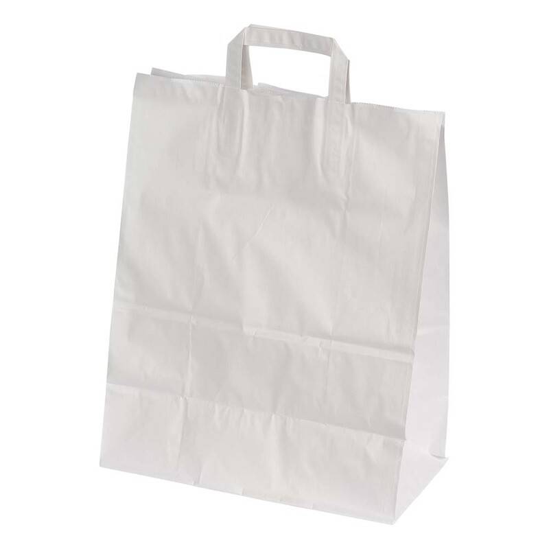 Papirsbærepose med hank 70g 320x170x400mm 26 liter hvid