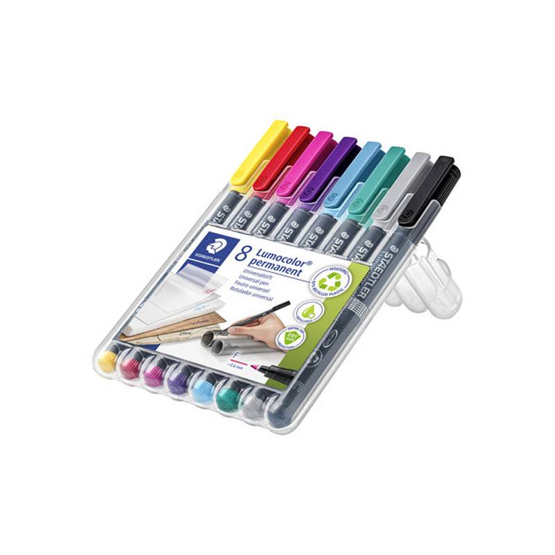 Lumocolor 318 WP8-2 permanent OHP-pen, pakke med 8 farver