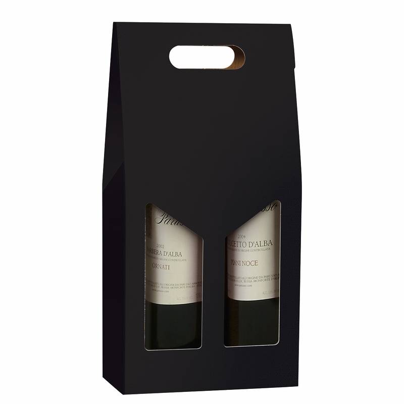 Vingave&aelig;ske til 2 flasker 3/4 liter sort