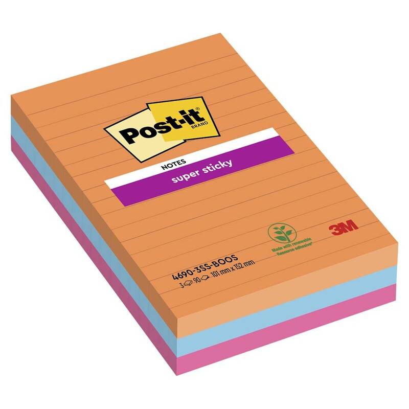 Post-it blok Super Sticky Boost Colour 101x152mm linieret