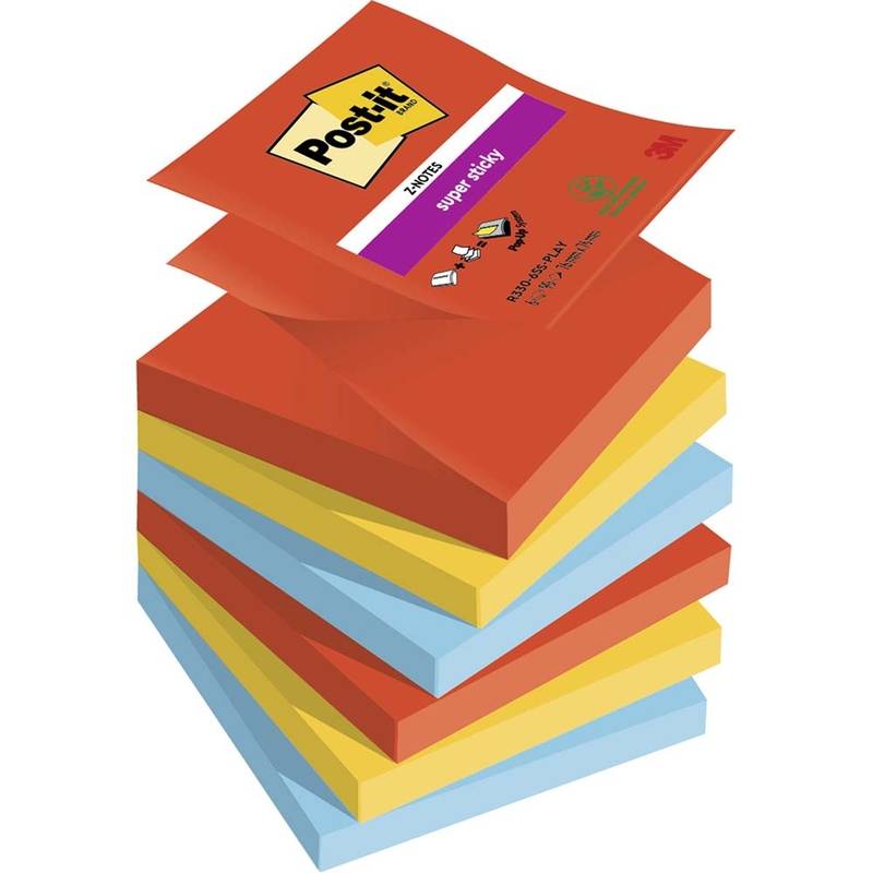 Post-it Super Sticky Z-Notes Playful Colour 76x76mm