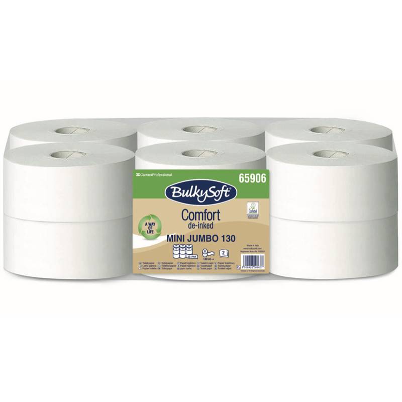 Bulky Soft Comfort Mini Jumbo toiletpapir 130m 2-lag hvid, 12 ruller
