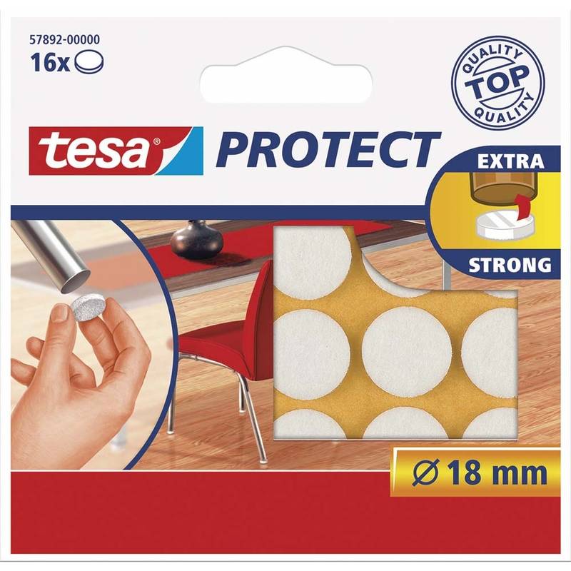 Tesa filtpuder Ø18mm hvid, pakke med 16 stk