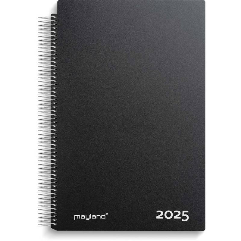 Mayland 2025 Aftalekalender A4 1 dag pr. side sort 25220000