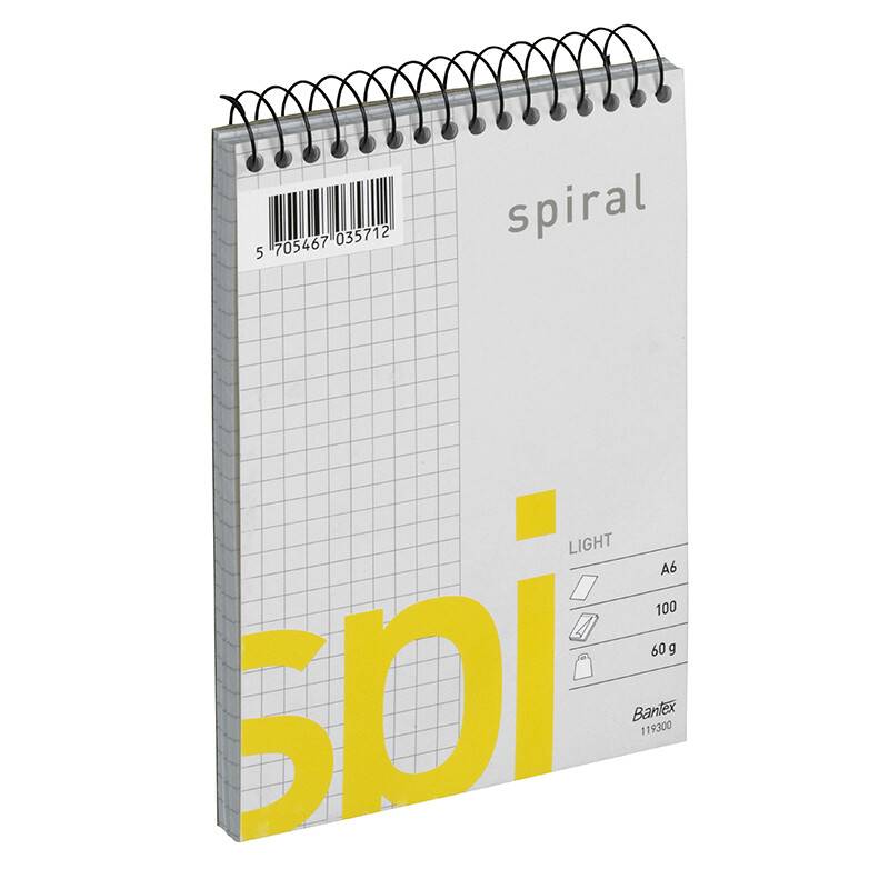 Bantex Light Spi notesblok med topspiral A6 kvadreret