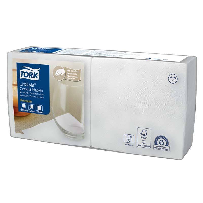 Tork LinStyle cocktailserviet 1-lags 24cm 509541 hvid